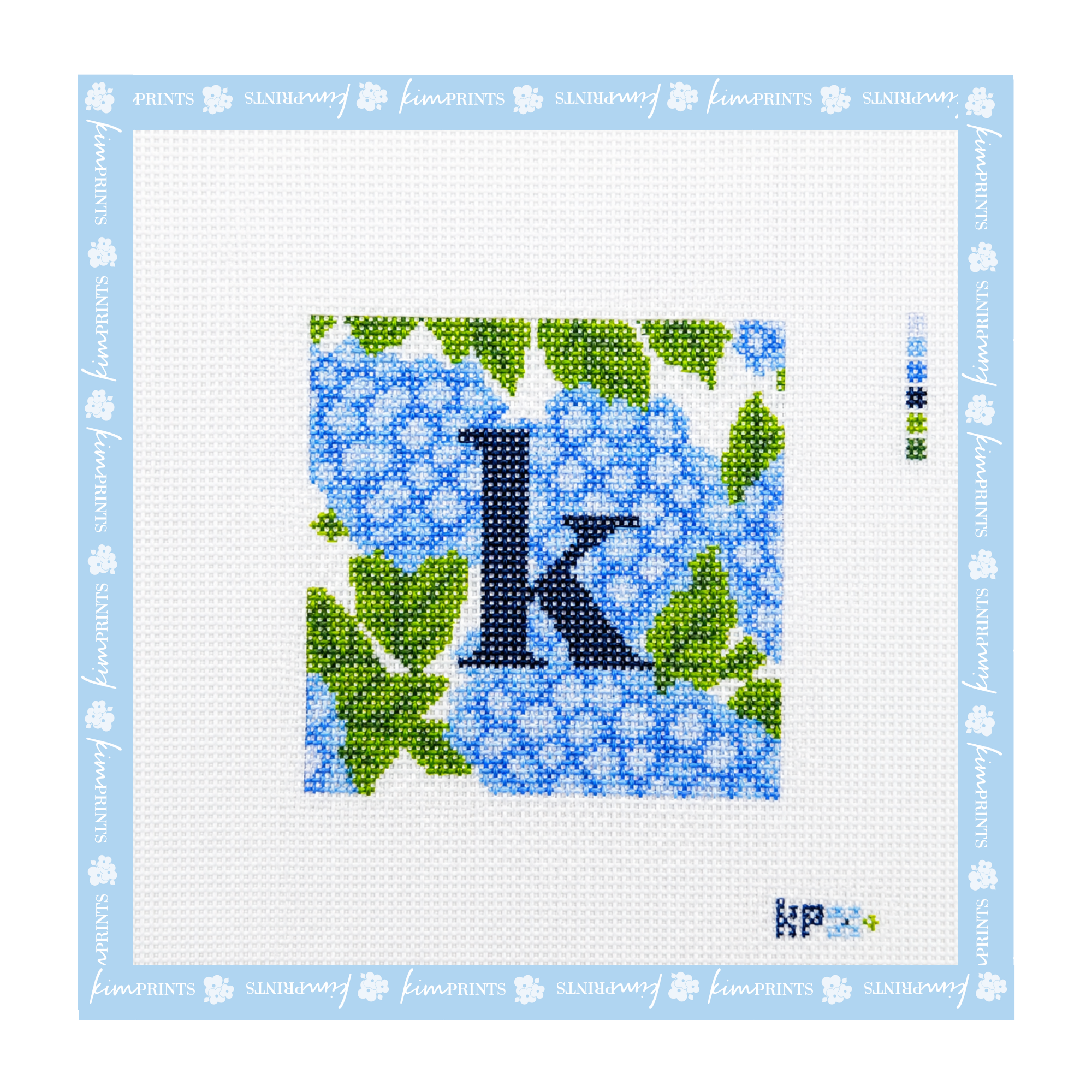 Coastal Bloom Blue Monogram
