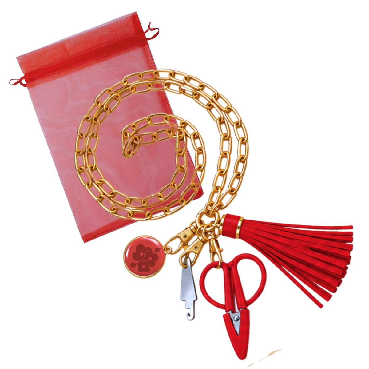Stitch & Go™ Tassel Tool Necklace | Cherry Red